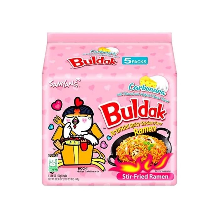 Buldak Hot Chicken Flavor Ramen Carbonara Flavor (5 Pack)