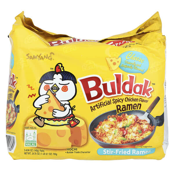 Buldak Hot Chicken Flavor Ramen Cheese Flavor (5 Pack)