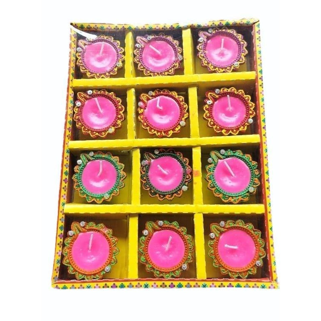 ek vat diya with wax (set of 12)